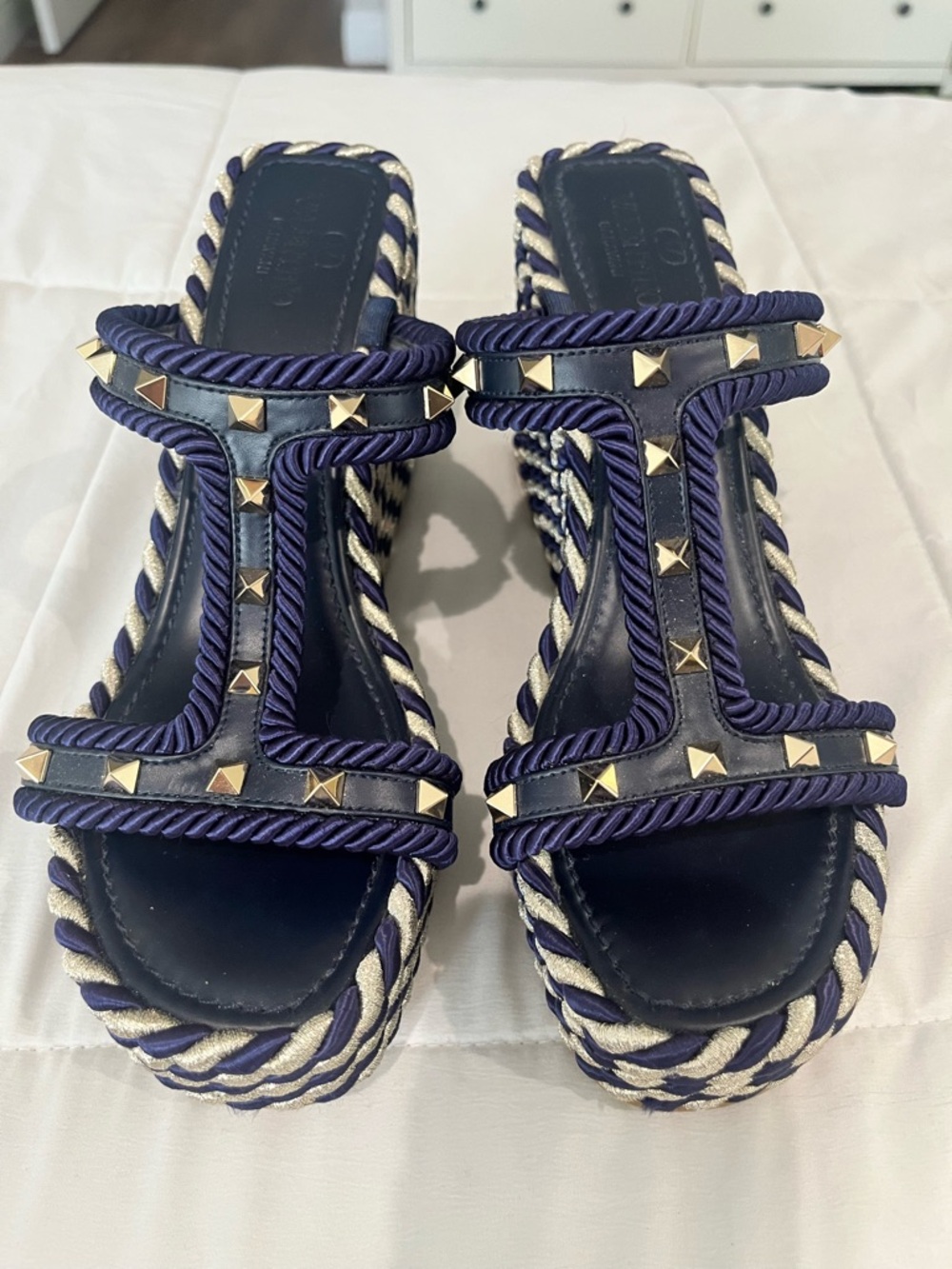 Valentino Garavani Rockstud Torchon Wedge Sandals